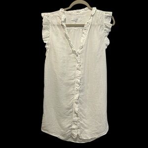 Frame women’s white ruffle sleeveless button down dress/ coverup small